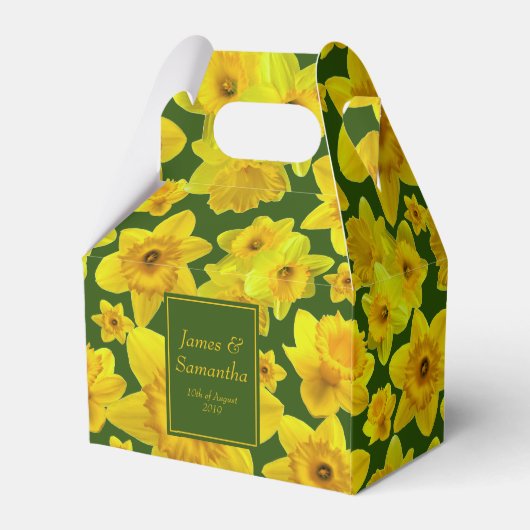 Gele lente-affodil - bruiloft bedankdoosjes (Achterkant)