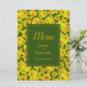 Gele lente-affodil - bruiloft menu (Staand voorkant)