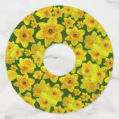 Gele lente-affodil - bruiloft wijnglaslabel (Achterkant)