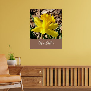 Gele lente-affodil in de Garden-aangepaste naam Poster