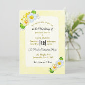 Gele lente bloemen bruiloft uitnodigingen (Staand voorkant)