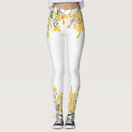 Gele lente bloemen leggings