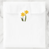 Gele Lente Daffodils op Wit Ronde Sticker (Tas)