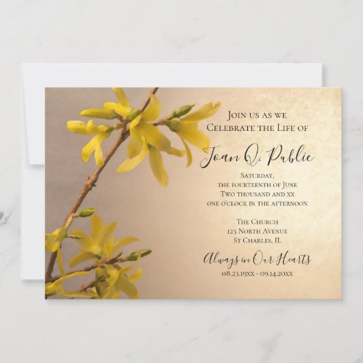 Gele Lente Forsythia Bloem Viering van het Leven Kaart (Voorkant)