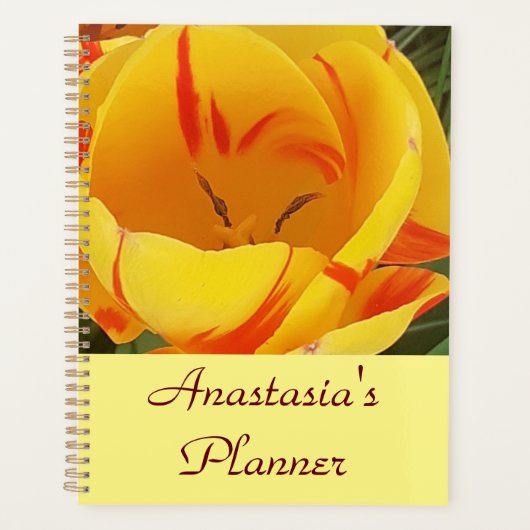 Gele lentetulp gepersonaliseerd planner (Voorkant)
