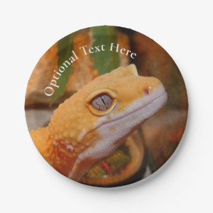 Gele leopard Gecko Papieren Bordje