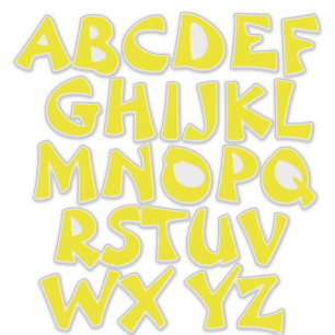 Gele Letters Transparante Alfabet Muur Sticker