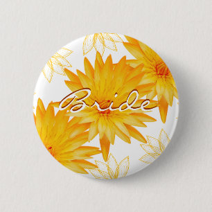 Gele leugens - huwelijksnaam tags die aanpasbaar z ronde button 5,7 cm