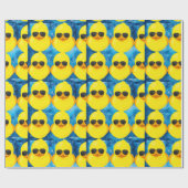 Gele leuke eend met tinten inpakpapier (Vlak)