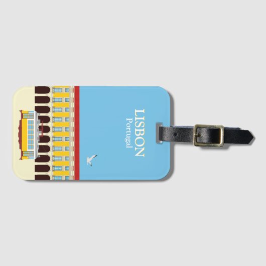 Gele lifttram bagagelabel (Voorkant (horizontaal))