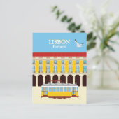 Gele lifttram briefkaart (Staand voorkant)