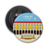 Gele lifttram button flesopener (Voorkant)