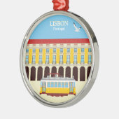 Gele  lifttram metalen ornament (Links)