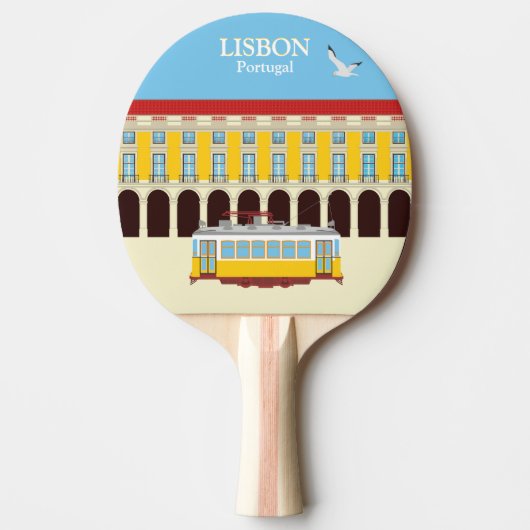 Gele  lifttram tafeltennisbatje (Voorkant)