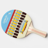 Gele  lifttram tafeltennisbatje (Zijkant)