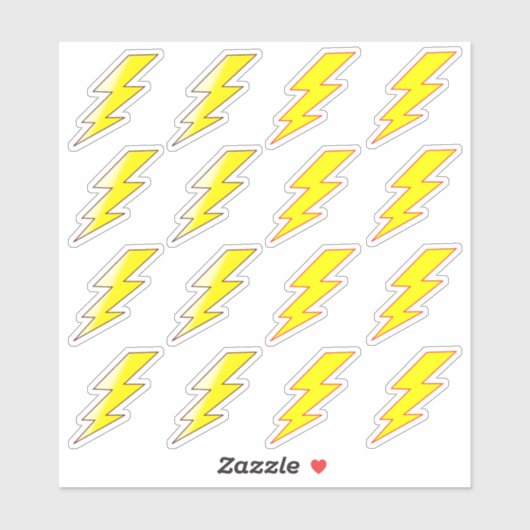 Gele Lightning Bolt Stickers voor School (Vel)