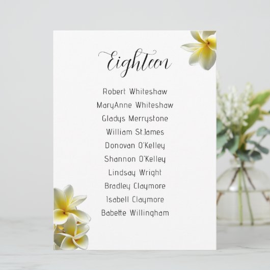 Gele lijst met het nummer van de weduwenlijst met  programma (Staand voorkant)