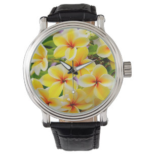 gele lila bloemen horloge