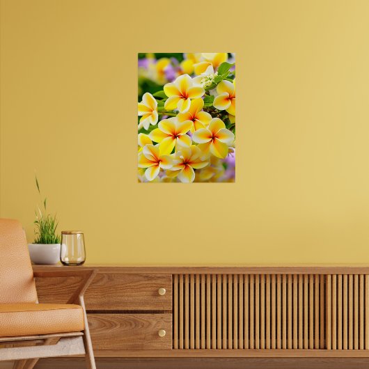gele lila bloemen poster (Woonkamer 2)