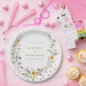 Gele Lila Wildbloem Wreath Weddenschap Hartelijk d Papieren Bordje (Feest)