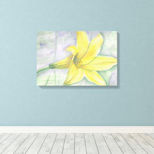Gele Lily Schilderen in acryl Canvas Afdruk (Insitu (Houten vloer))