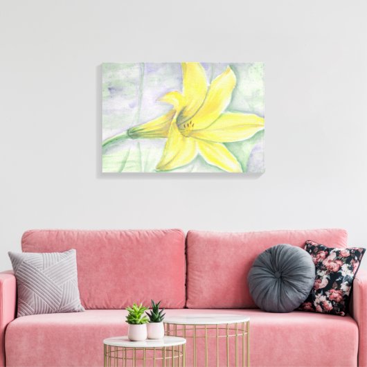 Gele Lily Schilderen in acryl Canvas Afdruk (Insitu (Woonkamer))