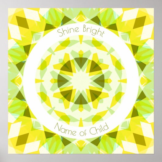 Gele lime groene glans heldere ster kinderkamer de poster (Voorkant)