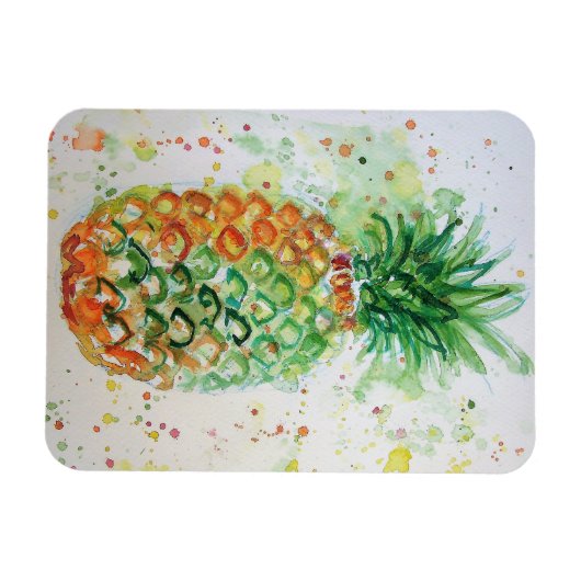 Gele limoen Ananas fruit kunst Waterverf magneet (Horizontaal)