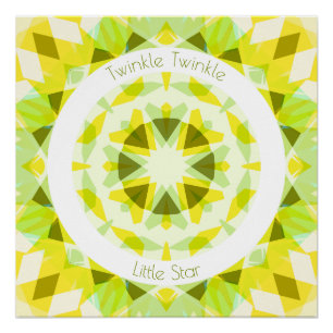 Gele limoen groene Twinkle kleine ster Baby kweker Perfect Poster