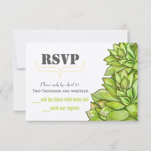Gele Limoen Succulent Modern Typography Wedding (Voorkant)