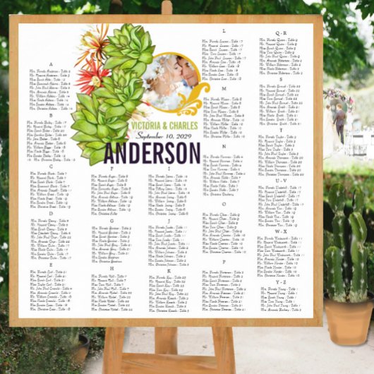 Gele Limoen Succulent Modern Typography Wedding Poster