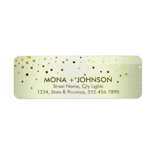 Gele linen Glitter Sparkle Confetti Stippen Modern Etiket
