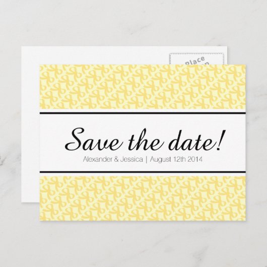 Gele lint boog print save the date briefkaart (Voorkant / Achterkant)