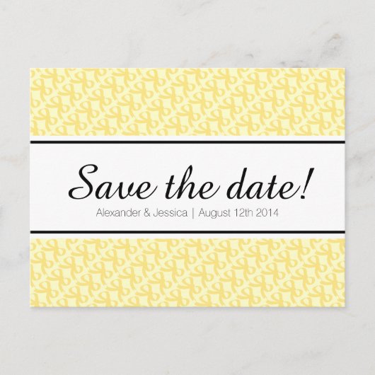 Gele lint boog print save the date briefkaart (Voorkant)