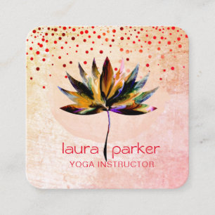 Gele Lotus Aquarel Yoga Massage Therapeut Vierkante Visitekaartje