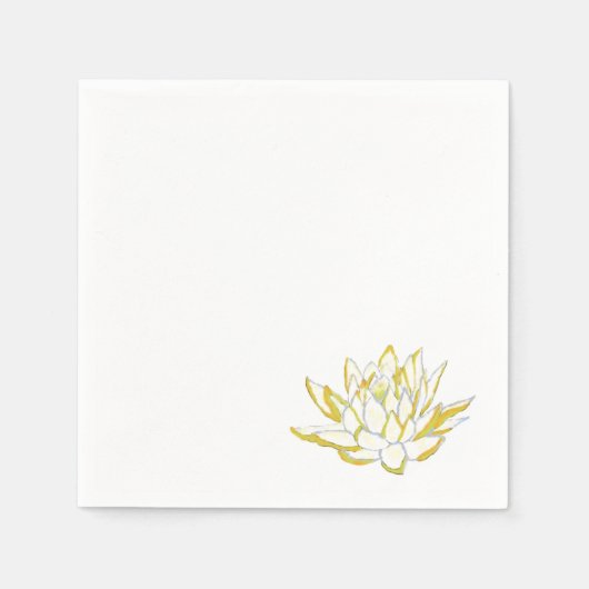 Gele lotus waterverf papieren servetten (Voorkant)