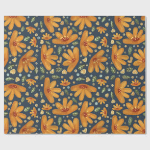 Gele Luxe Bloemen Cadeaupapier