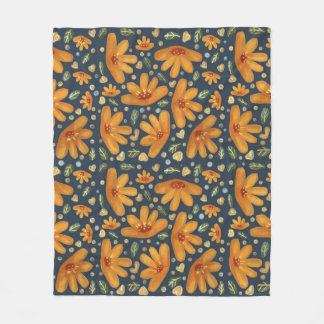 Gele Luxe Bloemen Fleece Deken