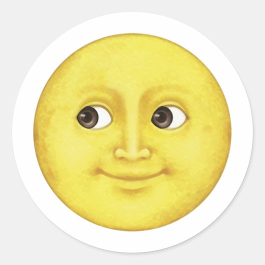 Gele maan - Emoji Ronde Sticker (Voorkant)