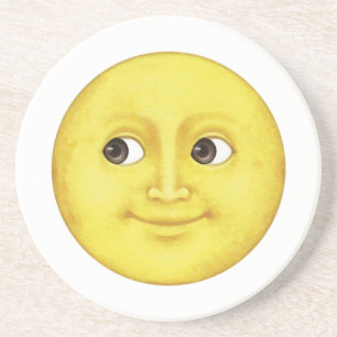 Gele maan - Emoji Zandsteen Onderzetter