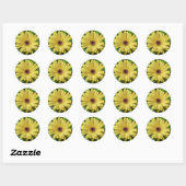 Gele madeliefje ronde sticker (Vel)