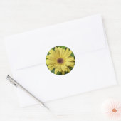 Gele madeliefje ronde sticker (Envelop)