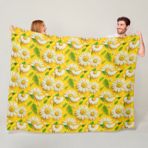 Gele Madeliefjes Bloemstuk Dekbed Fleece Deken