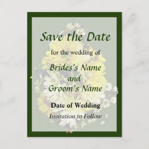 Gele madeliefjes en witte chrysanten Save the Date Aankondigingskaart