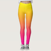 Gele magenta Roos gradiënt Leggings (Voorkant)
