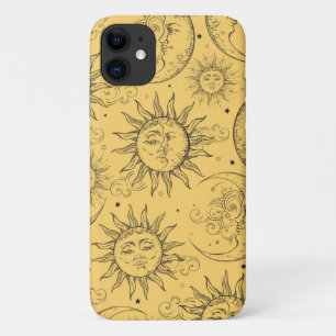 Gele Magie Vintage Hemel Zon Maan Sterren iPhone 11 Hoesje