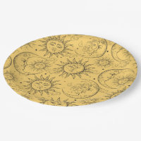 Gele Magie Vintage Hemels Zon Maan Sterren