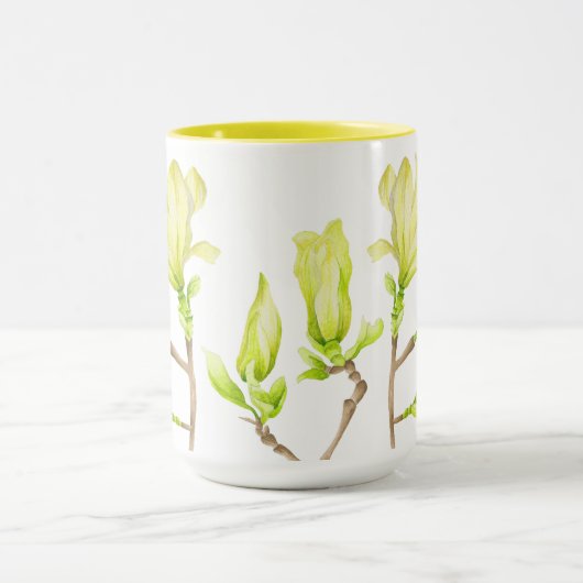 Gele Magnolias op een Combo Mok (W) - 15 oz. (Midden)
