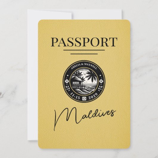 Gele Malediven Paspoort Uitnodiging (Achterkant)