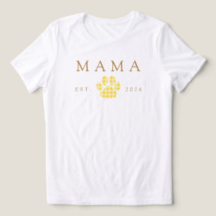 Gele Mama Gingham Paw Print Verjaardag Tri-Blend Shirt